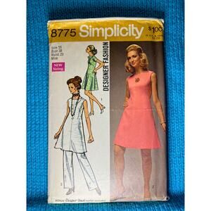 Simplicity Sewing pattern 8775 fit and flare dress pant 1970s size 16